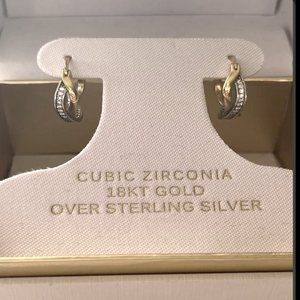 Primerose Hoop Earrings Cubic Zirconia 18kt gold sterling silver